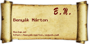 Benyák Márton névjegykártya